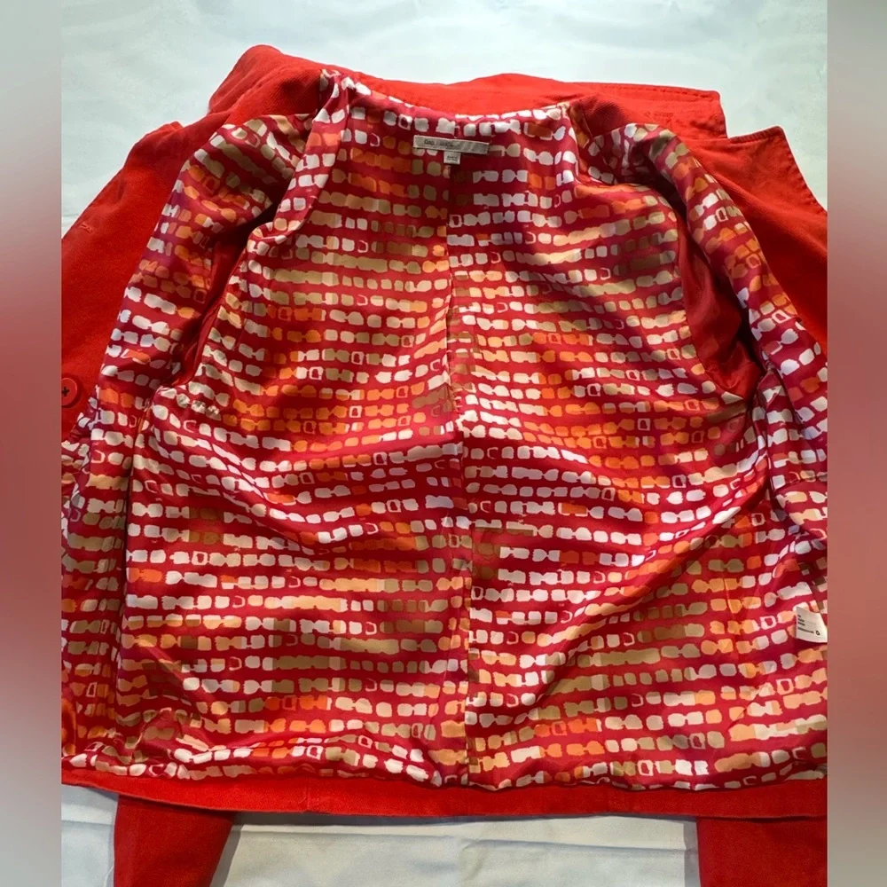 Gap Jacket Womens Medium Red Orange Cotton Double Breasted Button Peacoat EUC - Picture 7 of 8